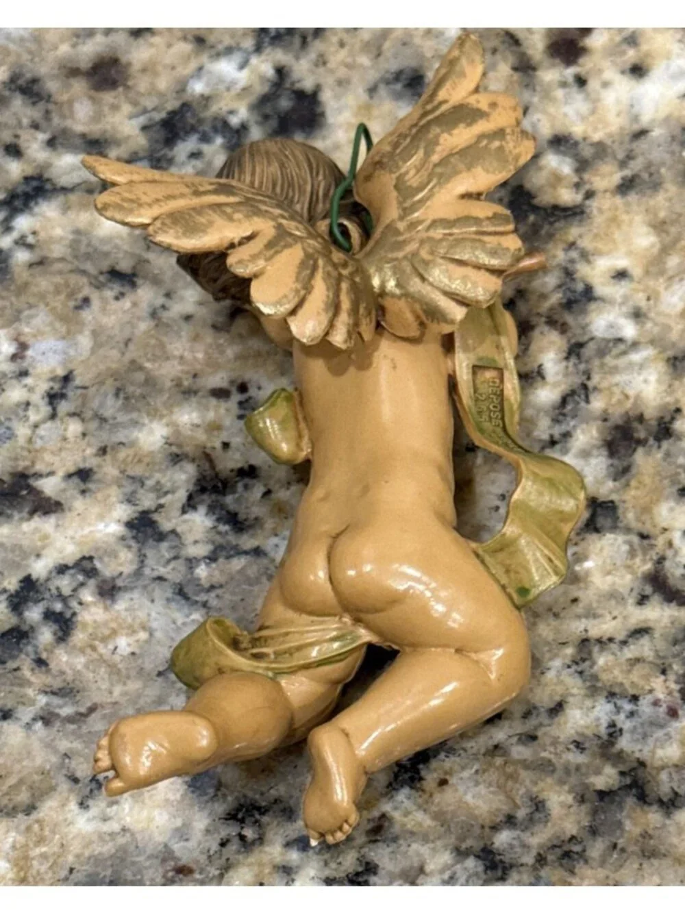 Vintage Depose Italy Angel Cherub With Flute Christmas Ornament #265 Spider